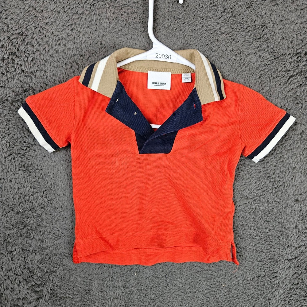 Burberry Kids Orange‎ University Graphic Polo Shirt 18M 86cm Short Sleeve Cotton